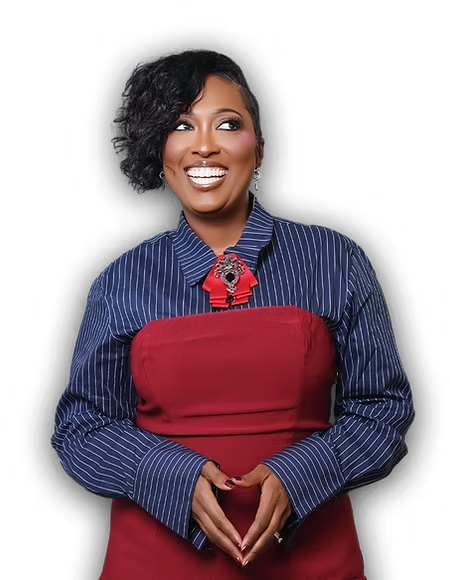 Portrait of Dr. Mia Young with her hands together